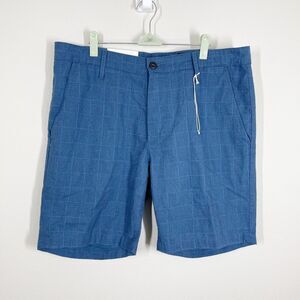 AG Jeans‎ Mens The Wanderer Short SIze 36 Blue Pattern Linen Cotton Blend NWT